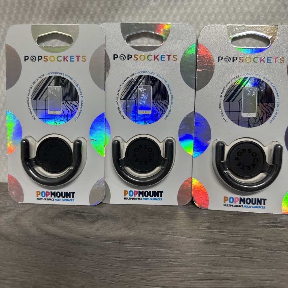 Lot Of 3 PopSocket PopMount Multi Surface Black Pop Sockets Authentic Brand New